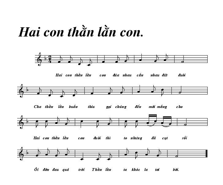 Sheet nhạc Hai Con Thằn Lằn Con